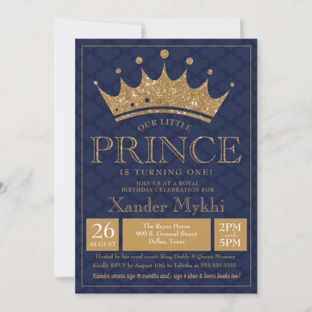 Petit Prince Crown Royal Boy Invitation Anniversai (Devant)