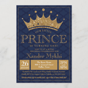 Petit Prince Crown Royal Boy Invitation Anniversai