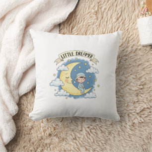 Petit rêveur dormant sur la lune - Coussin décorat