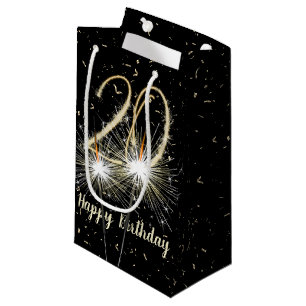 Petit Sac Cadeau 20e anniversaire Sparkler sur noir