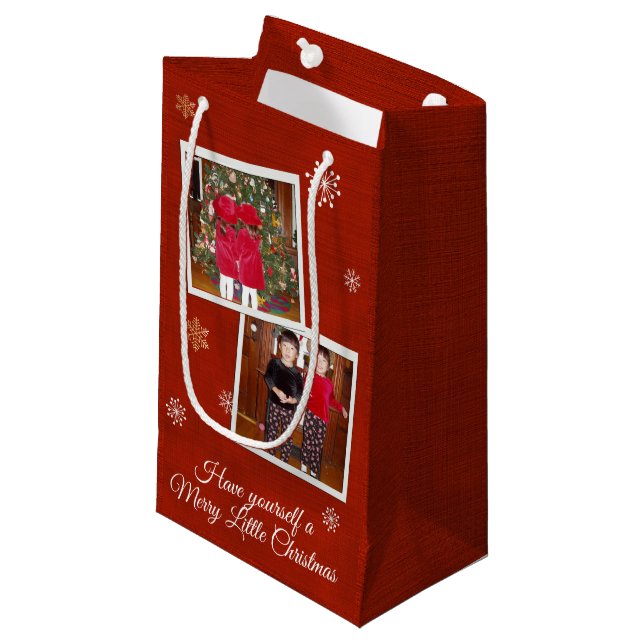 Petit Sac Cadeau 2 Photo ~ Snowflake Kisses (Devant Angle)