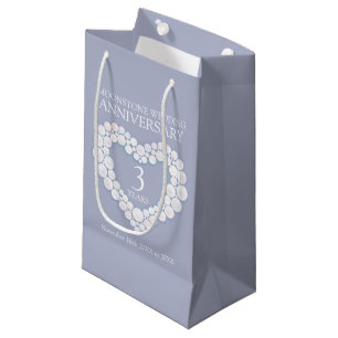 Petit Sac Cadeau 3e anniversaire mariage lunaire perle coeur photo