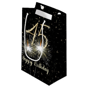Petit Sac Cadeau 45e anniversaire Sparkler sur noir