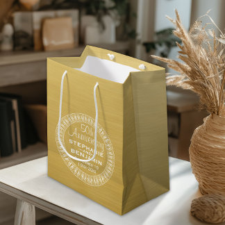 Petit Sac Cadeau 50e anniversaire du Mariage Or personnalisé