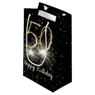 Petit Sac Cadeau 50e anniversaire Sparkler sur noir