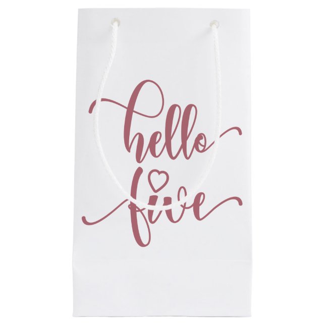 Petit Sac Cadeau 5e anniversaire Filles Bonjour Cinq mignonnes Enfa (Devant)