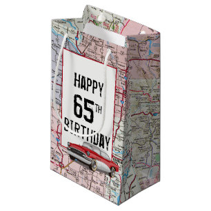 Petit Sac Cadeau 65e anniversaire Retro Buick On Map