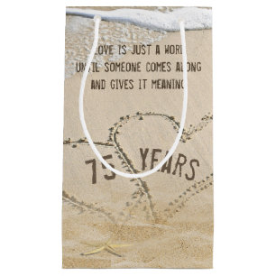 Petit Sac Cadeau 75e anniversaire Plage Coeurs et Starfish