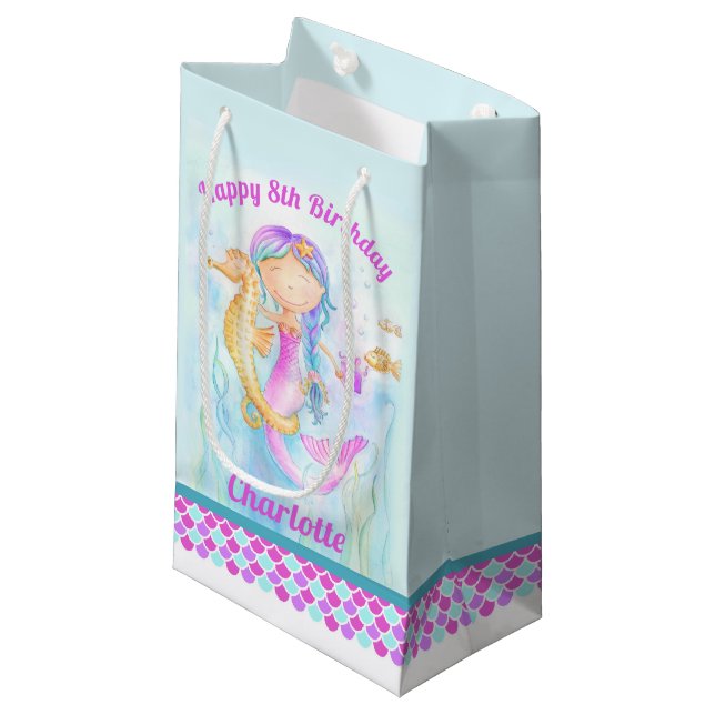 Petit Sac Cadeau 8 ans mermaid et l'art hippique sur mesure (Devant Angle)