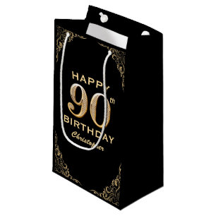 Petit Sac Cadeau 90e anniversaire de la Parties scintillant Black a
