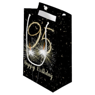 Petit Sac Cadeau 95e anniversaire Sparkler sur noir