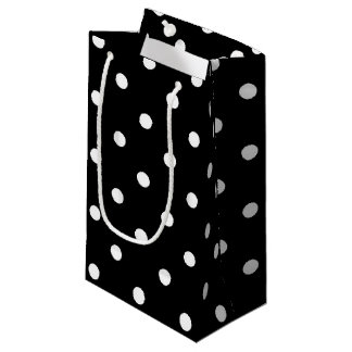 Petit Sac Cadeau À petits pois noir et blanc classique