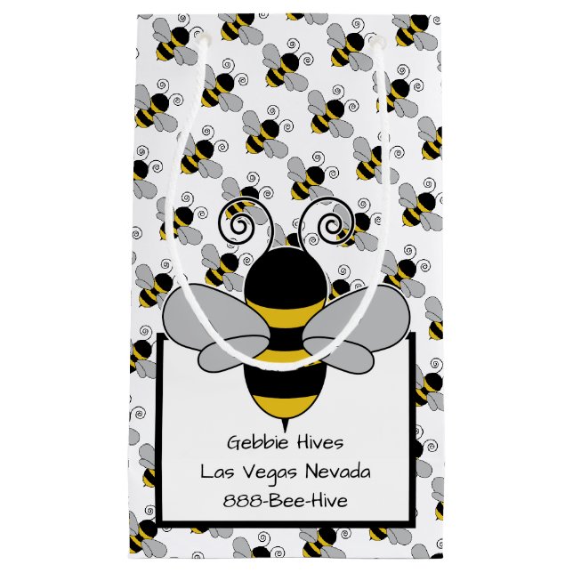 Petit Sac Cadeau Abeille de miel d'abeille avec le bloc des textes (Devant)