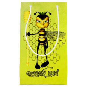 Petit Sac Cadeau Abeille jaune et noire avec nid d'abeille