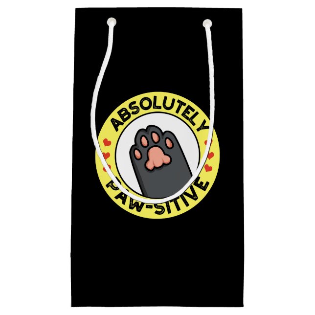 Petit Sac Cadeau Absolument Pawsitive Funny Paw Pun Dark BG (Devant)