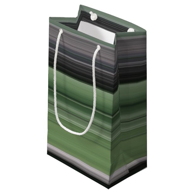 Petit Sac Cadeau Abstrait n° 1 : vert olive et gris (Devant Angle)