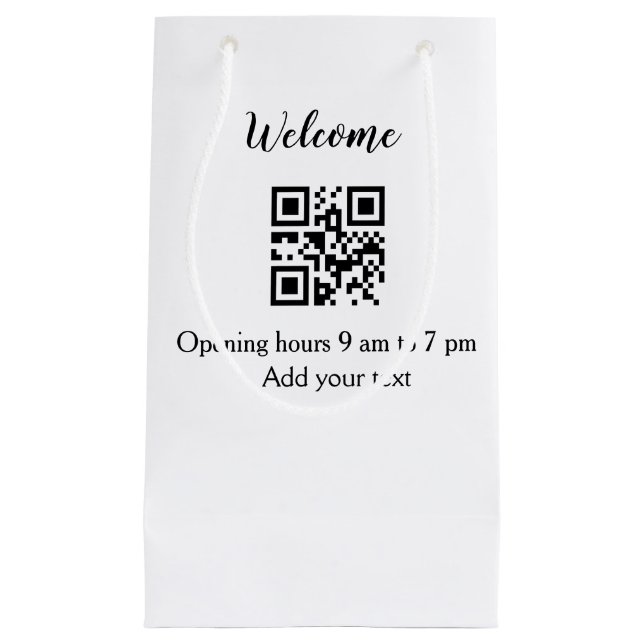 Petit Sac Cadeau Accueil simple ouverture bienvenue code barre QR a (Devant)