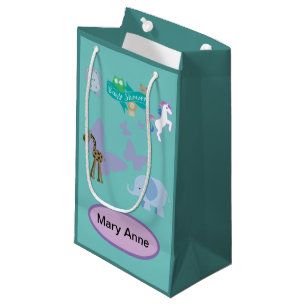 Petit Sac Cadeau Adorable Animal Friends Baby shower Turquoise