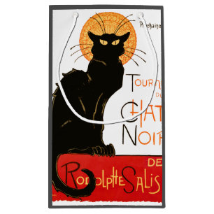 Petit Sac Cadeau Affiche Classique Chat Noir de Steinlen en Noir