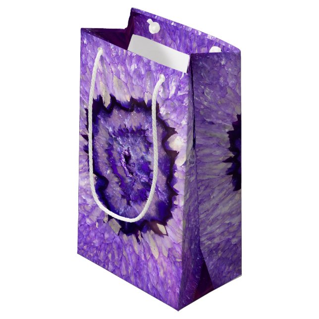 Petit Sac Cadeau Agate pourpre Geode de Falln (Devant Angle)