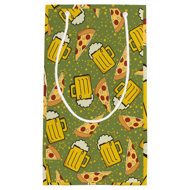 Petit Sac Cadeau Amateurs de bière et de pizza (Devant)