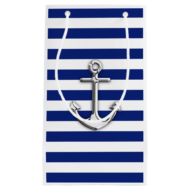 Petit Sac Cadeau Ancre argent classique (Devant)