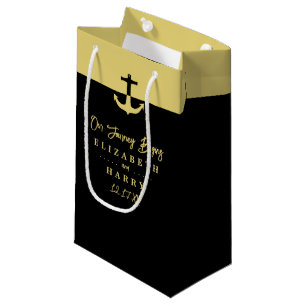 Petit Sac Cadeau Ancre nautique - Black Gold - Mariage plage