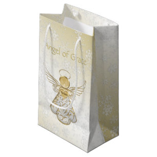 Petit Sac Cadeau Angel de Filigree de Grace Gold Ombre Snowflakes