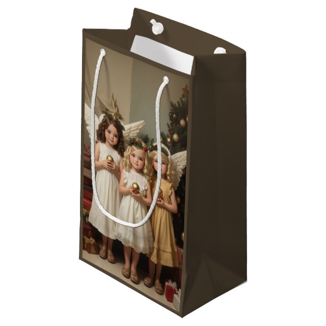 Petit Sac Cadeau Anges de Noël festifs Aquarelle de vacances (Devant Angle)