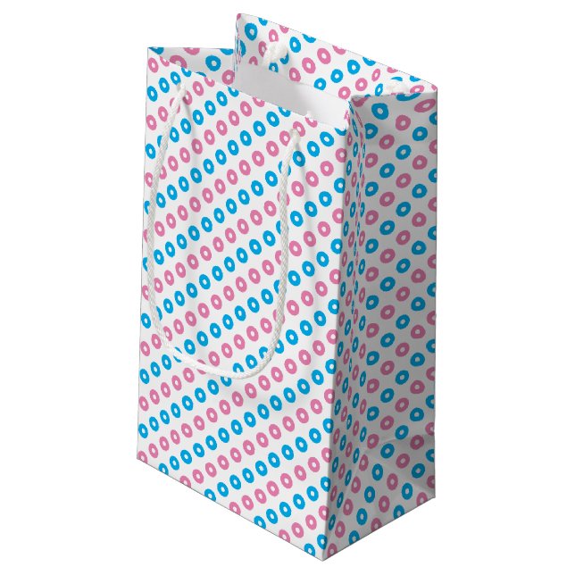 Petit Sac Cadeau Anneaux roses et bleus (Dos Angle)