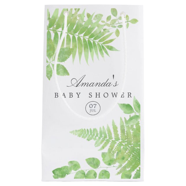 Petit Sac Cadeau Aquarelle Baby shower verdoyant (Devant)