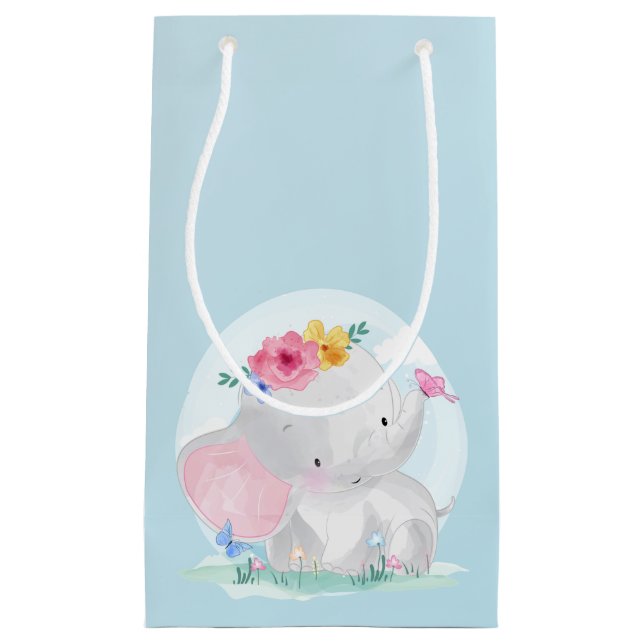 Petit Sac Cadeau Aquarelle bébé éléphant (Devant)