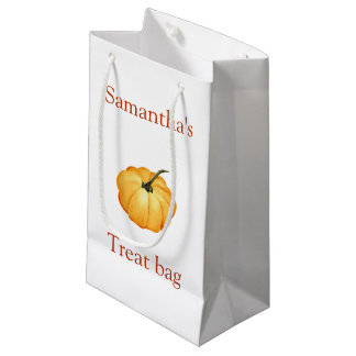 Petit Sac Cadeau Aquarelle citrouille avec nom