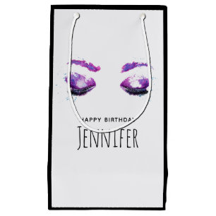 Petit Sac Cadeau Aquarelle glamour aux yeux et aux bouillons pourpr