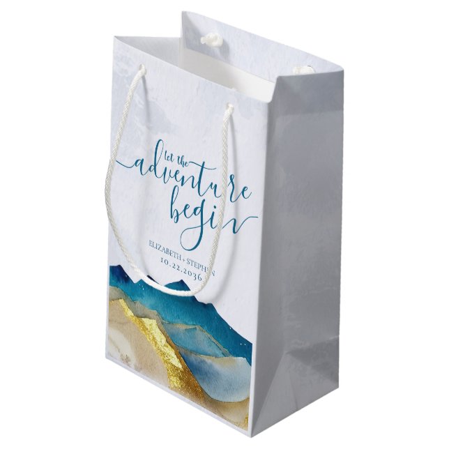 Petit Sac Cadeau Aquarelle Gold Mountain Mariage Aimer Merci Cadeau (Dos Angle)