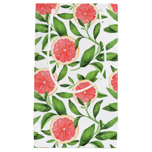 Petit Sac Cadeau Aquarelle Grapefruits et Motif de verdure