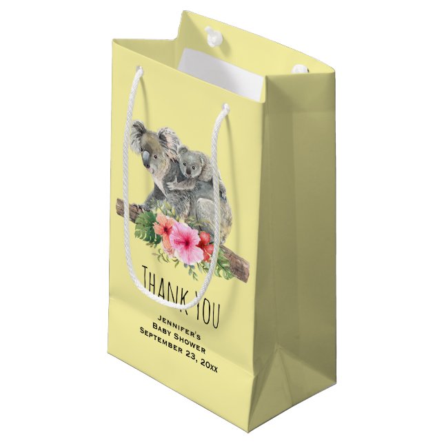 Petit Sac Cadeau Aquarelle Koala Oears mignonne Maman & Baby Merci (Devant Angle)