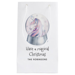 Petit Sac Cadeau Aquarelle Parties scintillant Unicorn hiver vacanc