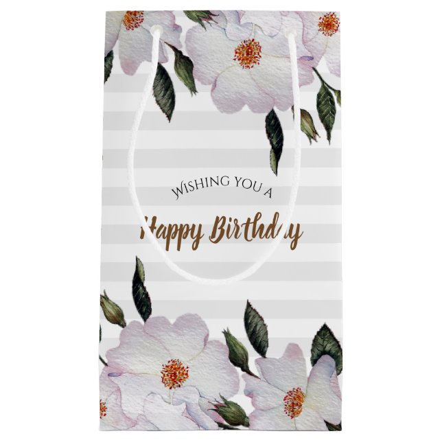 Petit Sac Cadeau Aquarelle rose Roses Ballerina Design floral (Devant)