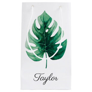 Petit Sac Cadeau Aquarelle Tropicale Couleur verte Conception de fe