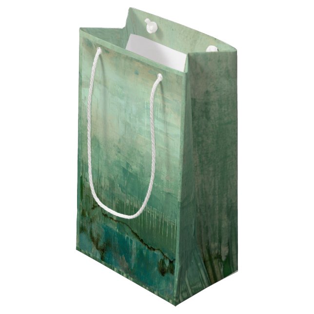Petit Sac Cadeau Aquarelle verte contemporaine (Devant Angle)