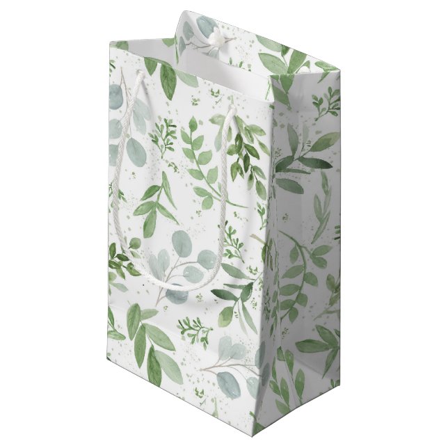 Petit Sac Cadeau Aquarelle Whimsical Vert (Devant Angle)
