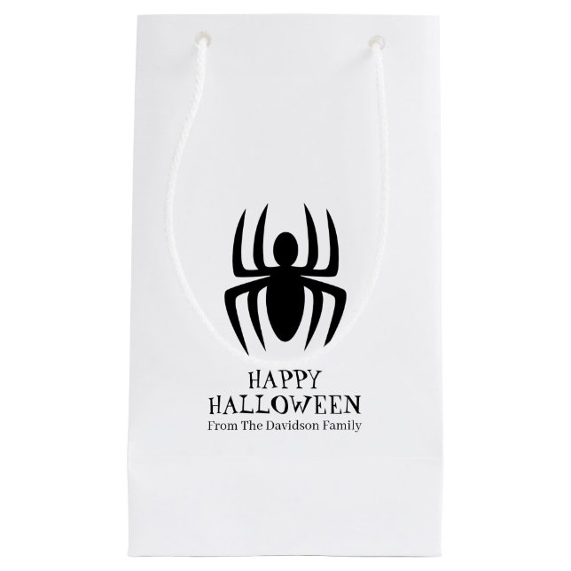 Petit Sac Cadeau Araignée d'Halloween noir blanc éffrayant traiteme (Devant)