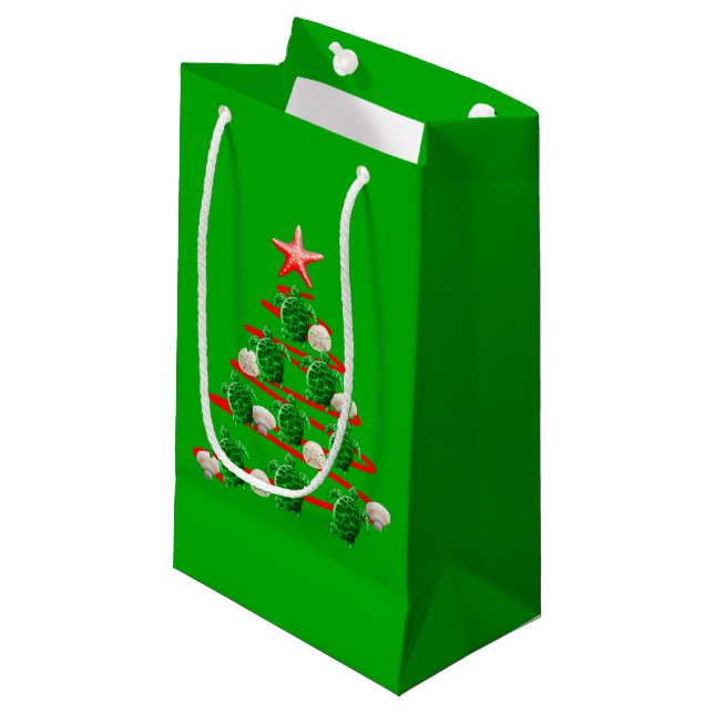 Petit Sac Cadeau Arbre de Noël des tortues de mer vertes (Devant Angle)