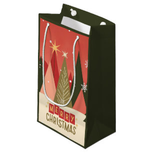 Petit Sac Cadeau Arbre de Noël rétro/Vintage