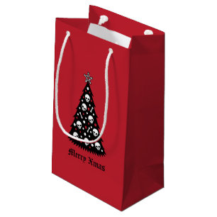 Petit Sac Cadeau Arbre foncé de Noël