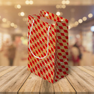 Petit Sac Cadeau Arlequin rouge Vintage