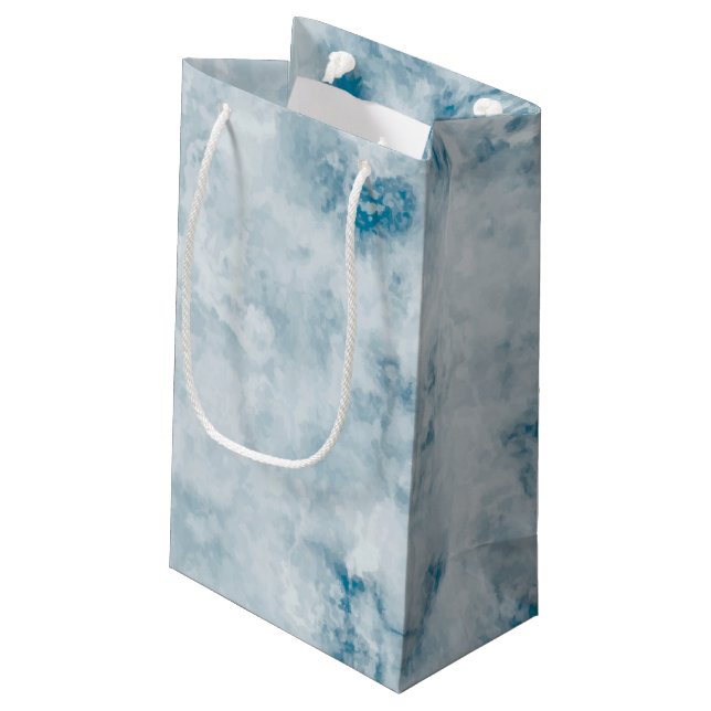 Petit Sac Cadeau Arrière - plan bleu de marbre de texture (Dos Angle)