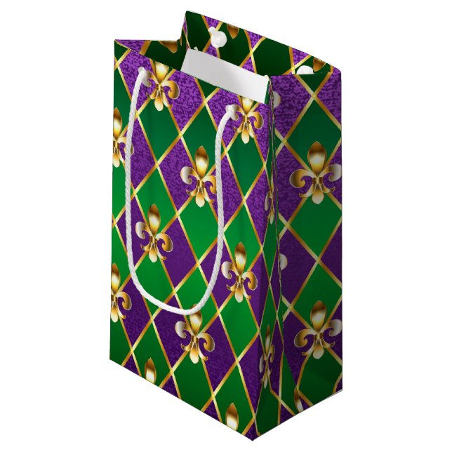 Petit Sac Cadeau Arrière - plan de bijoux Mardi Gras (Devant Angle)