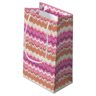 Petit Sac Cadeau Arrière - plan rose de zigzag